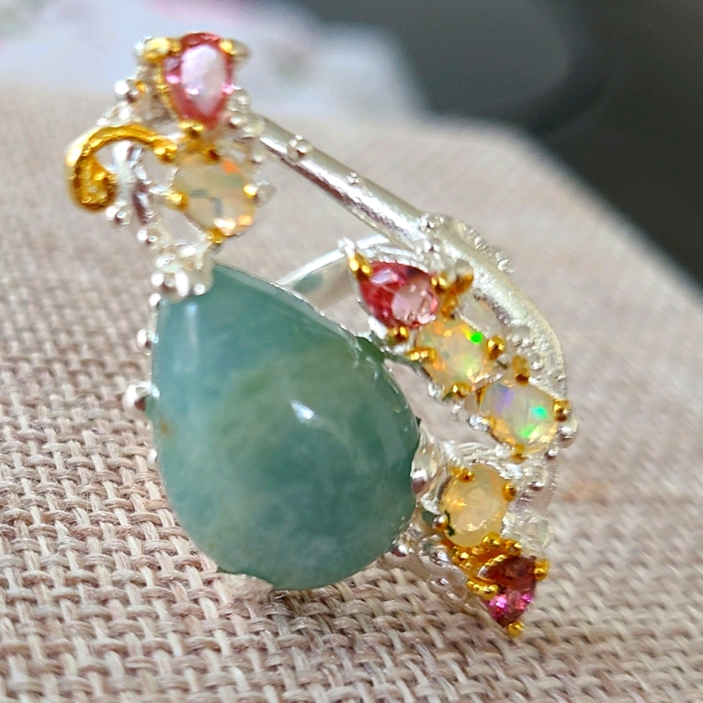 Larimar Opal Sterling Silver Ring - image 2